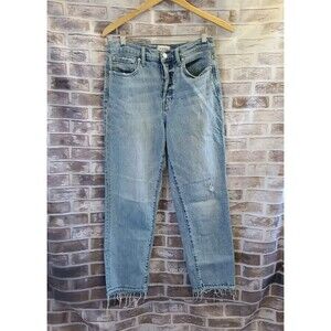 Pistola Jeans Womens 28 Button Fly Distressed blue Organic Cotton Blend Logo